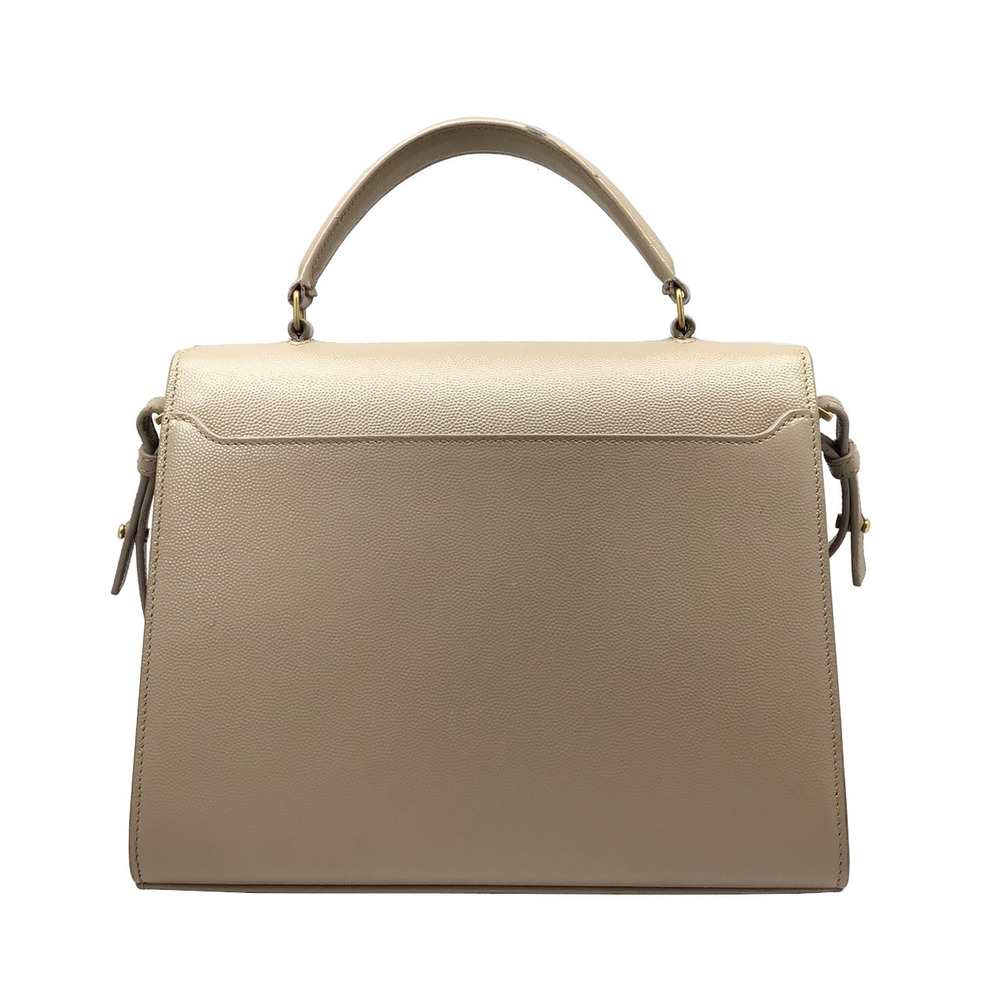 SAINT LAURENT Cassandra Top Handle Bag Shoulder Beige Gold Hardware